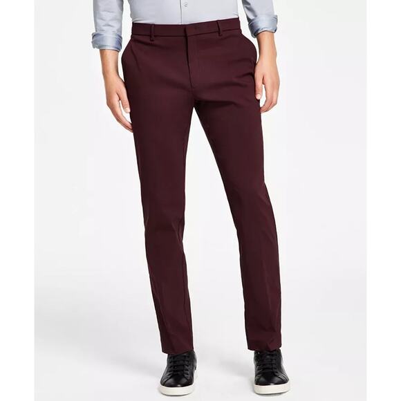 Tommy Hilfiger Men's Burgundy Stretch Modern-Fit TH Flex Dress Pants Size 36x34 - Picture 1 of 5